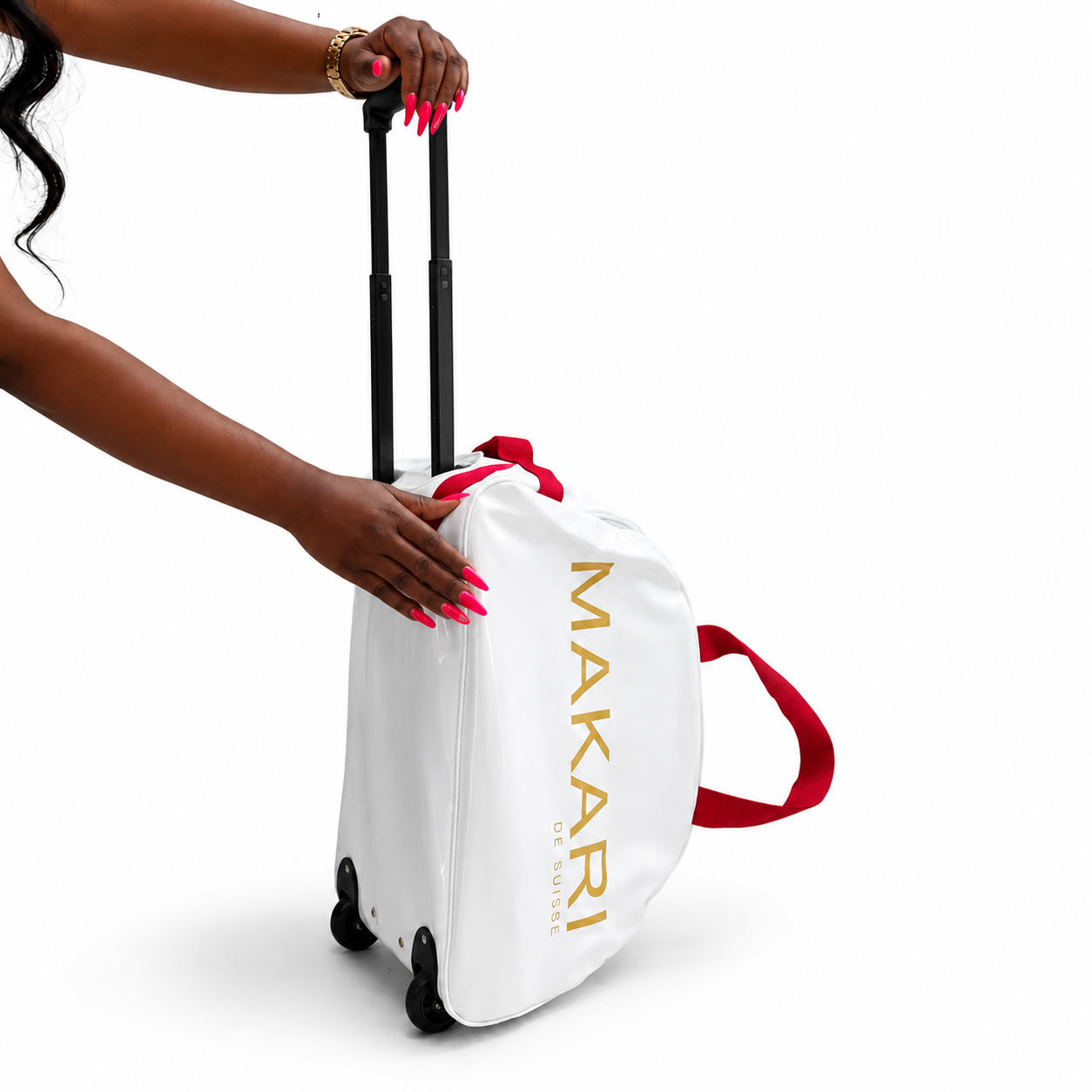 Official Makari White Duffle Bag With Rollers - Image 2